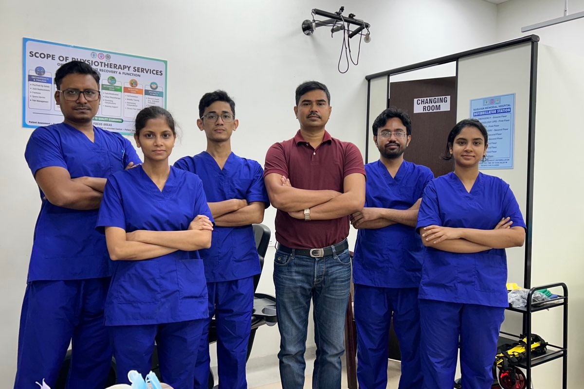Trained male and female physiotherapists of the Physiotrix team at the Behala clinic, Kolkata